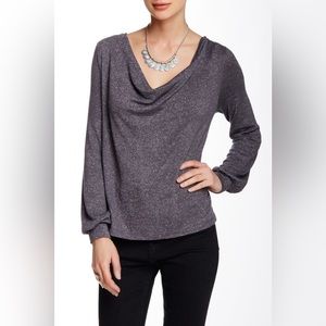 Free People Palmer Metallic Grey Cowl Neck Top, Size XS